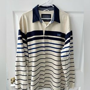 LL Bean Men's Lakewashed Rugby Regular Fit Long-Sleeve Striped XL